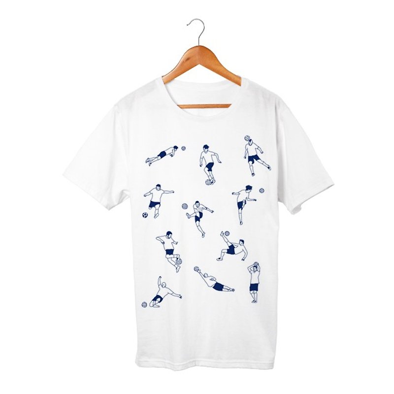 サッカー T-shirt - 中性连帽卫衣/T 恤 - 棉．麻 白色