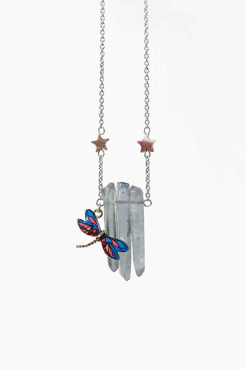 秘密花园项链 // 水晶柱 + 蜻蜓配饰 - 项链 - 宝石 