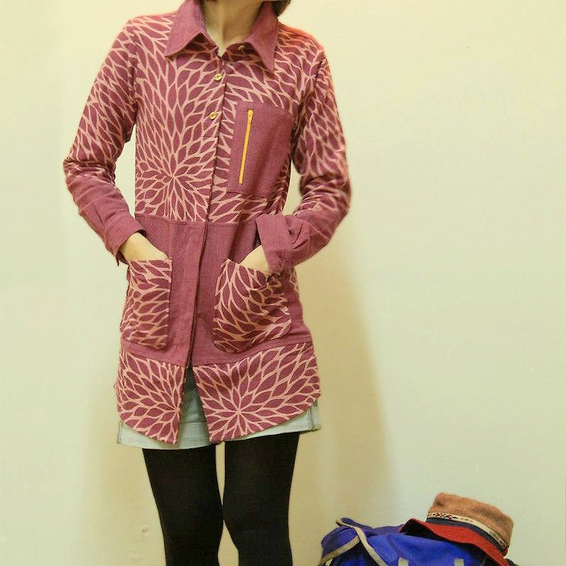 EARTH.er  │"PINKY LEAF"长衬衫 ● PINKY LEAF Female Long Shirt│ :: 香港原创设计品牌 :: - 女装上衣 - 棉．麻 粉红色