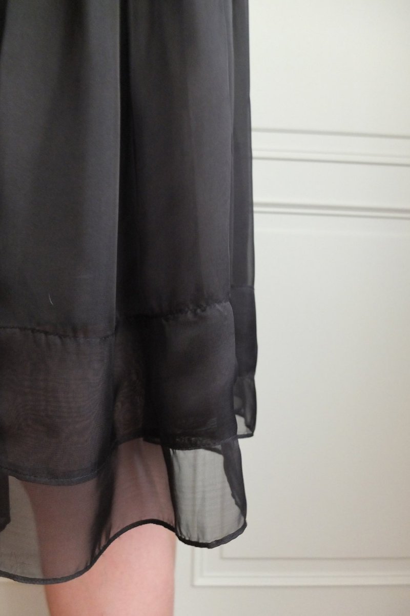 半透明薄丝纺娃娃装 - 洋装/连衣裙 - 棉．麻 黑色