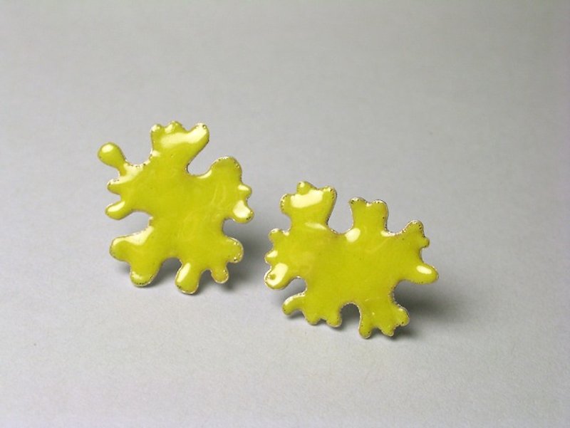 Lichenes地衣纯银小耳针-阳光黄 - 耳环/耳夹 - 其他金属 黄色