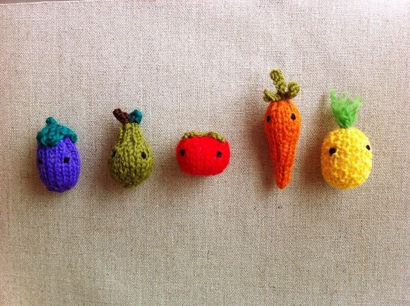 手织娃娃 ☌ 水果小磁铁 - 冰箱贴/磁贴 - 其他材质 橘色