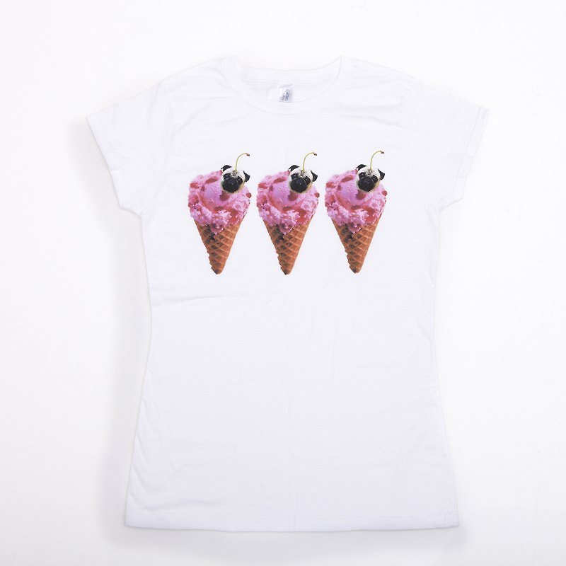 [ YONG ] 勇*草莓冰淇淋棉T - 女装 T 恤 - 棉．麻 白色