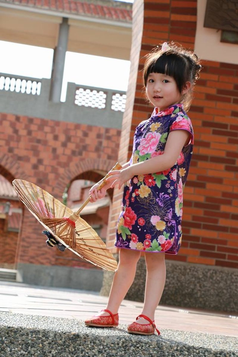 Angel Nina 手作订制儿童旗袍 中国风 紫花浪漫版 - 其他 - 棉．麻 