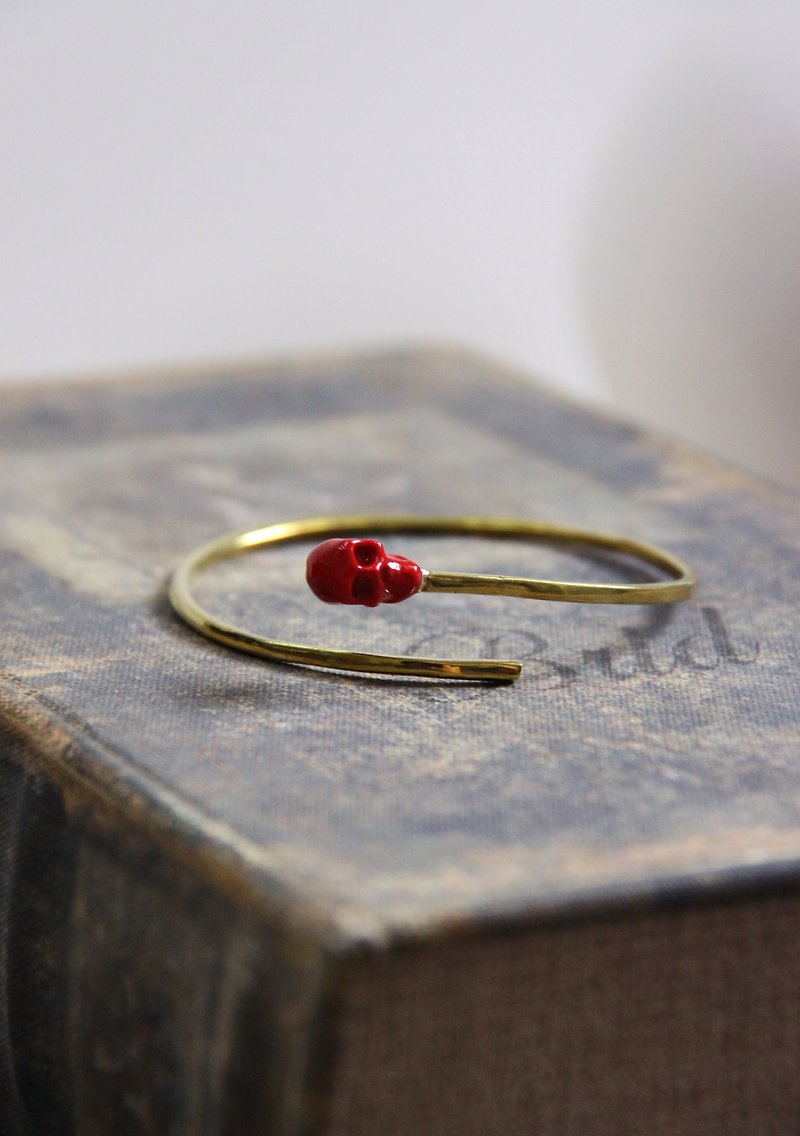 红骷髅黄铜庞克手环 - 手链/手环 - 其他金属 金色