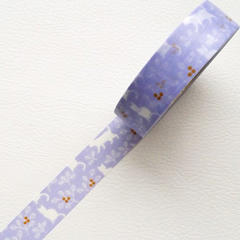 NICHIBAN Petit Joie Masking Tape 和纸胶带【花园猫咪-紫 (PJMT-15S016)】 - 纸胶带 - 纸 紫色