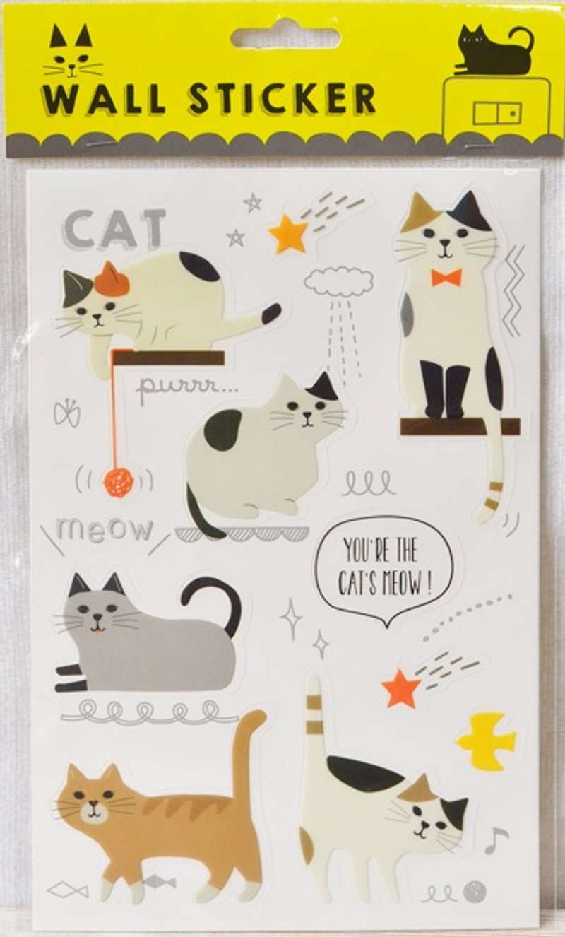 【日本Decole】Happy Cat Day 猫咪壁贴 / 开关贴 - 墙贴/壁贴 - 塑料 灰色