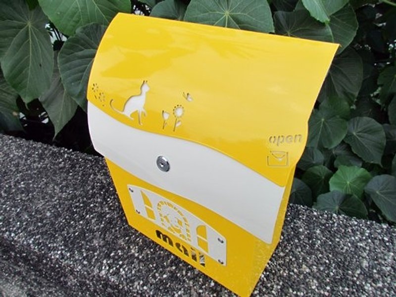 设计款亮彩黄有锁不锈钢信箱 颜色 上盖 门牌图案均可选择 邮筒 - 摆饰 - 其他金属 黄色