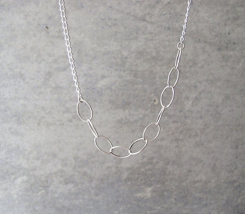 拼接项链-椭圆线圈款-20寸925纯银长项链 - 长链 - 纯银 银色