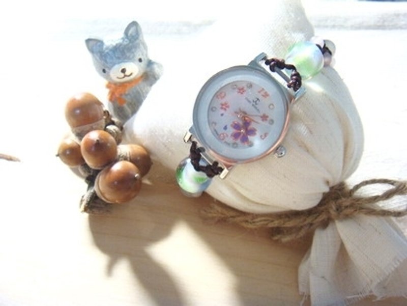 柚子林手工琉璃 - 手表 - 设计款 - 爱恋 - 女表 - 玻璃 粉红色