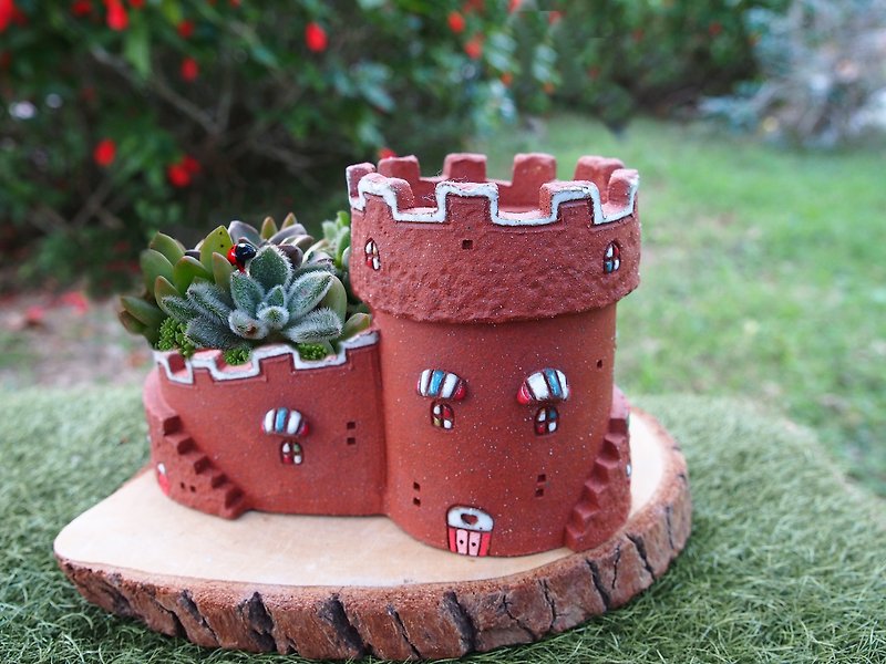 【花园Garden】陶手作-国王的城堡/岩石红色/不含植物/接单订制 - 植栽/盆栽 - 陶 红色