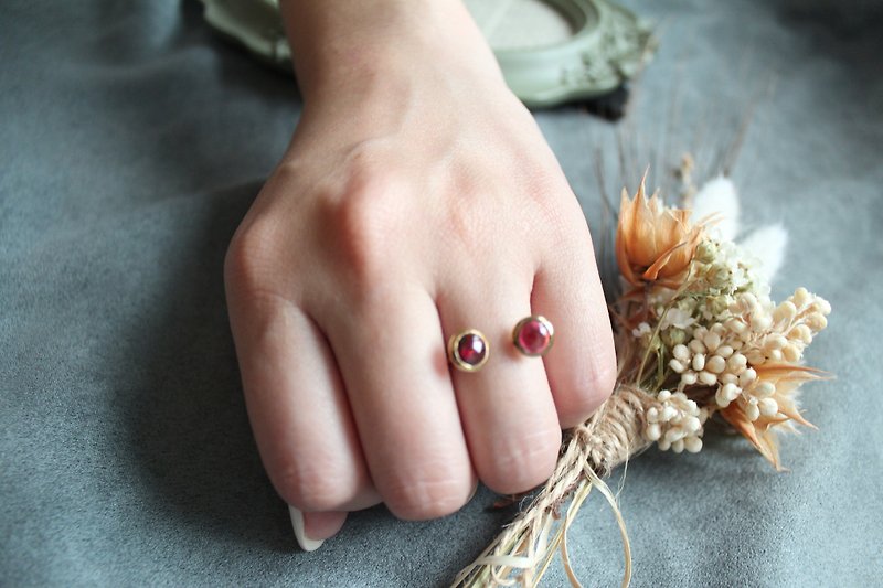 1月诞生石-Garnet红石榴石银22k可调式戒指 - 戒指 - 宝石 红色