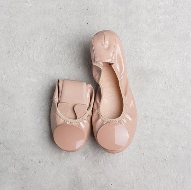 【就爱蜜桃】摺叠芭蕾舞鞋-优雅蜜糖(母女鞋/大人) - 芭蕾鞋/娃娃鞋 - 真皮 粉红色