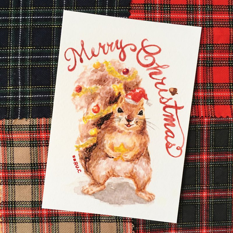 小松鼠圣诞卡 明信片 - 卡片/明信片 - 纸 多色
