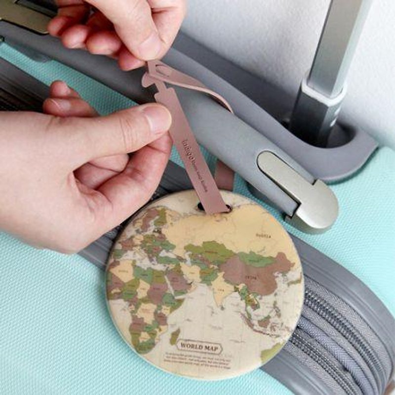 Indigo-世界地图旅行吊牌-复古,IDG02862 - 行李吊牌 - 塑料 咖啡色