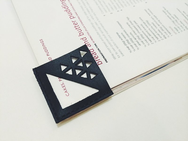 Zemoneni 全手作 牛皮革 黑色三角书签 Bookmarks - 皮件 - 其他材质 黑色