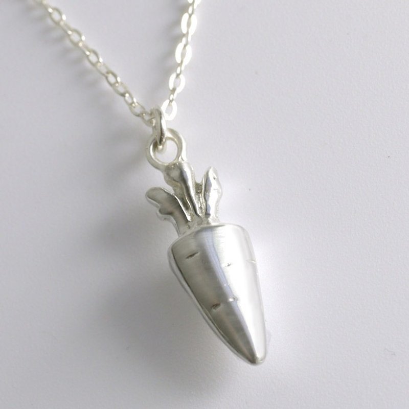 兔子的胡萝卜 - 925纯银手工立体植物项链 - 项链 - 纯银 银色