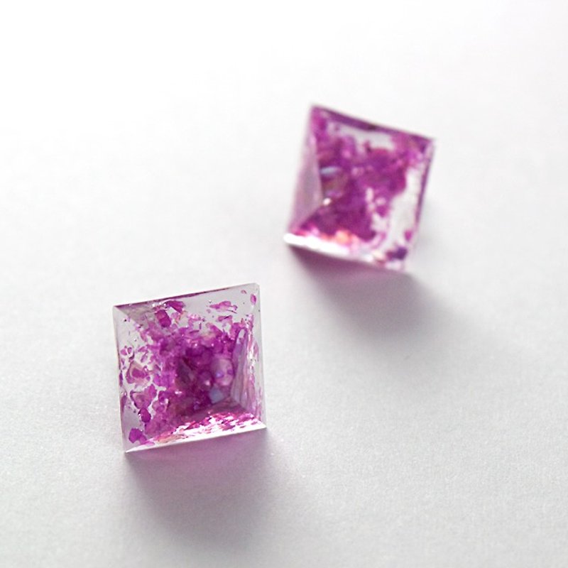 ピラミッドピアス(パープル) - 耳环/耳夹 - 其他材质 紫色