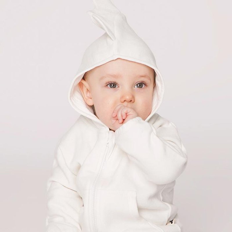 【瑞典童装】新生儿机棉睡袋雪白色 附弥月礼物盒包装 - 满月礼盒 - 棉．麻 白色