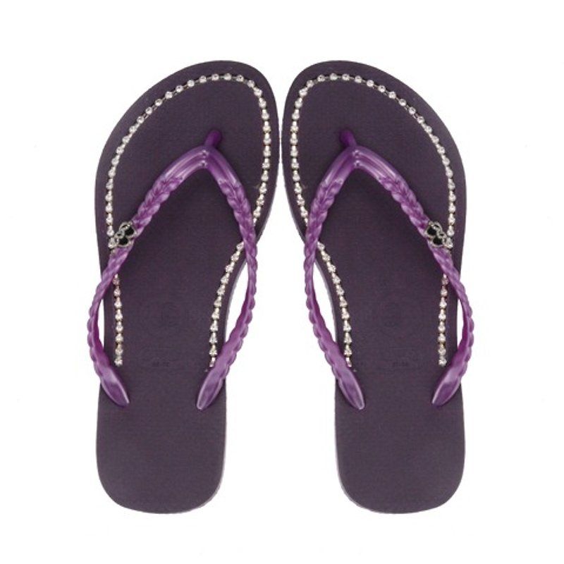 QWQ创意设计人字拖鞋-璀璨面钻-神秘紫【BB0031503】 - 女款休闲鞋 - 防水材质 紫色