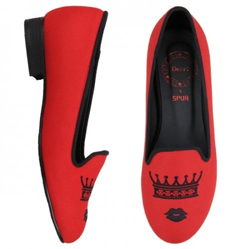 【秋冬鞋款】SPUR 可爱图案绣平底鞋 FF5200 QUEEN - 女款休闲鞋 - 其他材质 红色