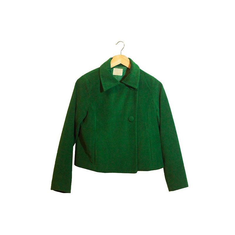 绒布西装外套-- 绿【c14012505】 - 女装休闲/机能外套 - 棉．麻 绿色