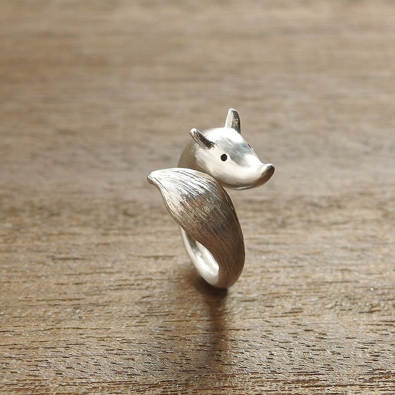 银 戒指 银色 - 就爱跟着你 小狐狸环绕戒指 925银