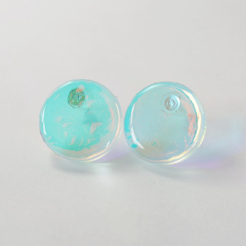 waterdrop earrings (circle blue) - 耳环/耳夹 - 压克力 蓝色