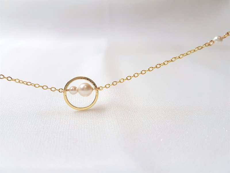 珍珠 项链 金色 - 银河系 · 珍珠 几何环状 项链