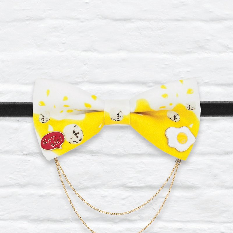 Style 0195 鹌鹑蛋 印花领结连煎蛋领针 - 颈链 - 纸 黄色