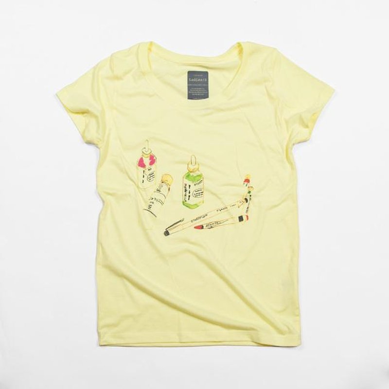 画材イラストＴシャツＴシャツイラストTcollector おもしろ デザインＴシャツ - 女装 T 恤 - 棉．麻 黄色