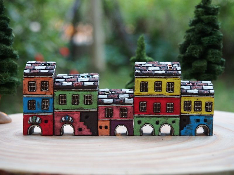 【彩绘村 Colorful Village 】- 手绘童话小陶屋-白拱门 5件合购 - 摆饰 - 其他材质 