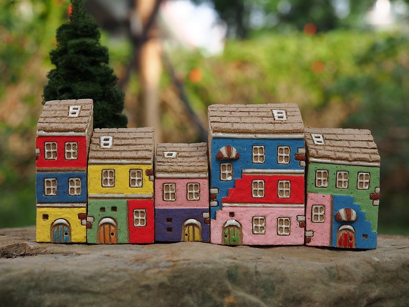 【彩绘村 Colorful Village 】- 手绘童话小陶屋-岩石灰色-彩绘门 5件合购/接单订制 - 摆饰 - 其他材质 