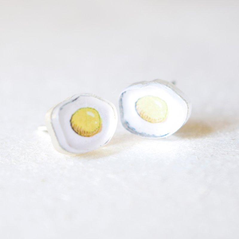 食物系列－鸡蛋 耳夹/耳针 小耳环 - 耳环/耳夹 - 压克力 多色