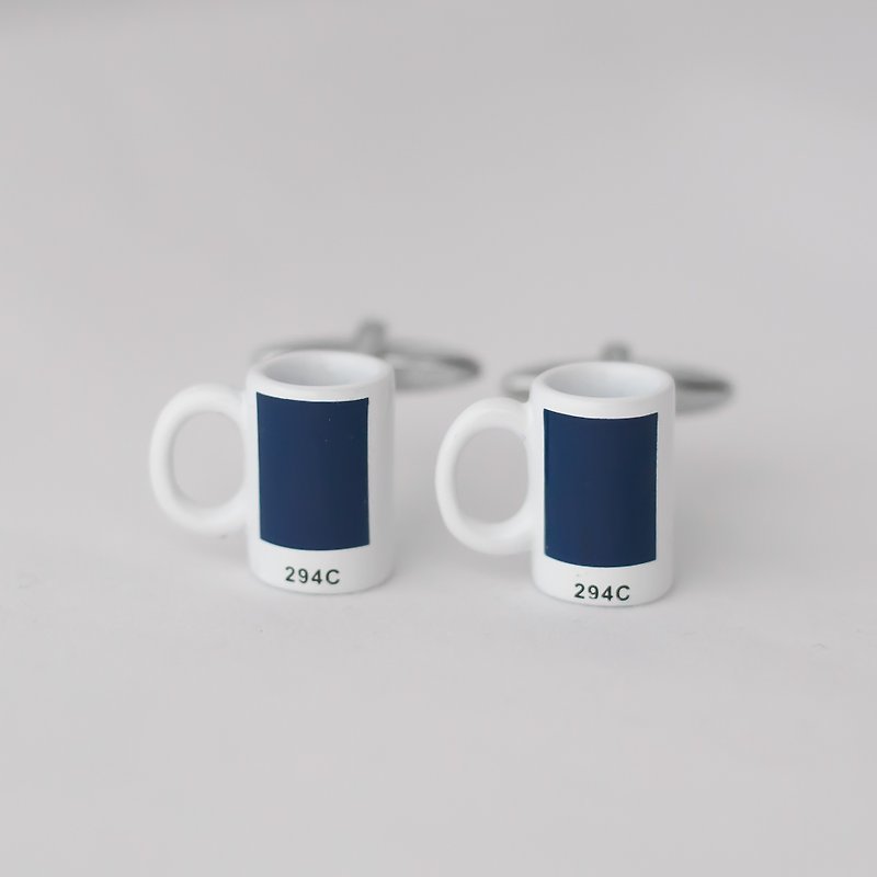 其他金属 袖扣 - 蓝色图案 咖啡杯 袖扣 COFFEE MUG CUFFLINK