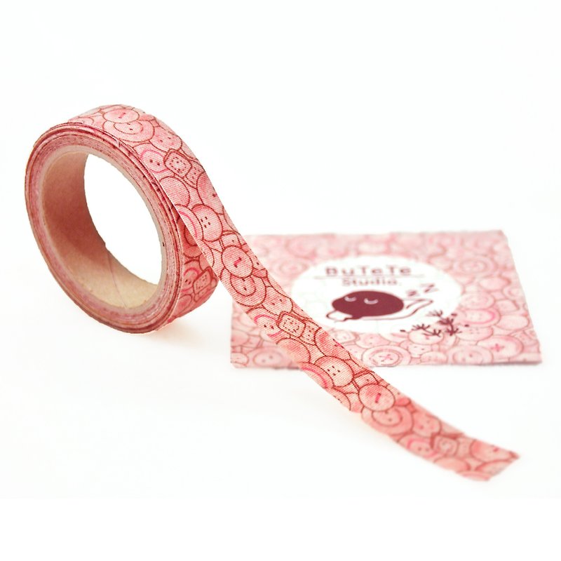 布胶带-裁缝钮扣【粉色绘风小扣子】 - 纸胶带 - 其他材质 咖啡色