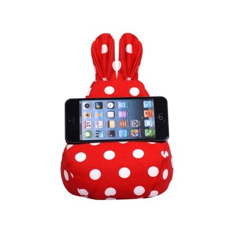 韩国rabito tiny Bean bag 兔耳造型手机座 迷你沙发袋-RED WHITE DOT - 摆饰 - 其他材质 红色