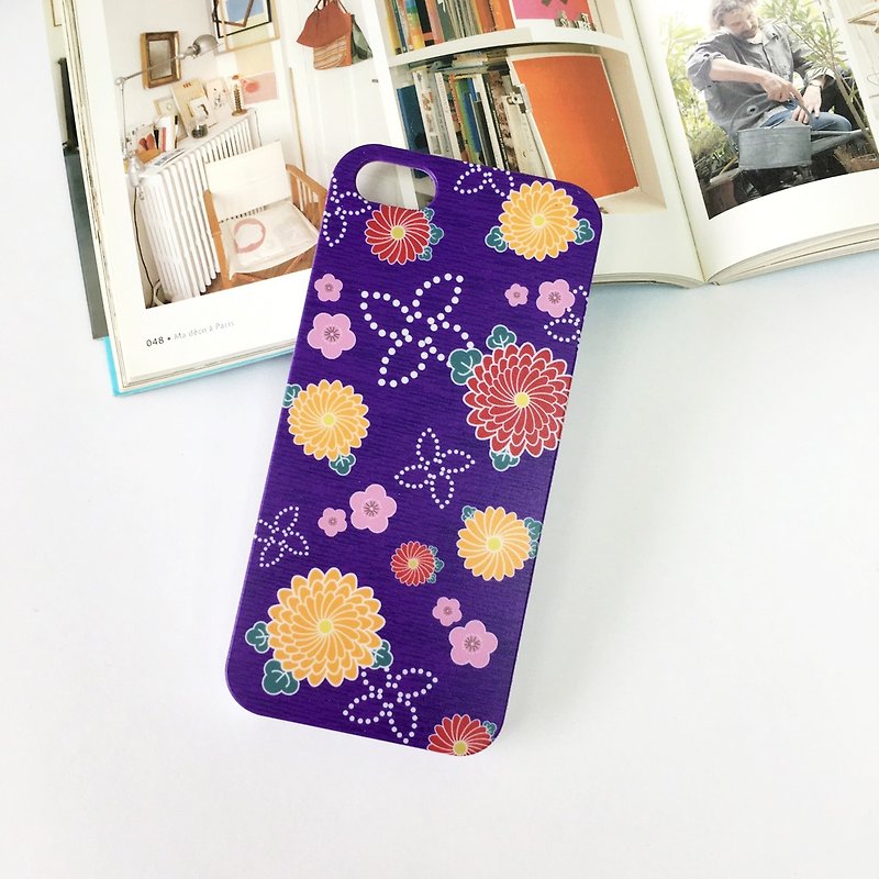 香港原创设计 日本紫色和服花纹图案 iPhone X,  iPhone 8,  iPhone 8 Plus, iPhone 7, iPhone 7 Plus, iphone 6/6S , iphone 6/6S PLUS, Samsung Galaxy Note 7 透明手机壳 - 手机壳/手机套 - 塑料 紫色