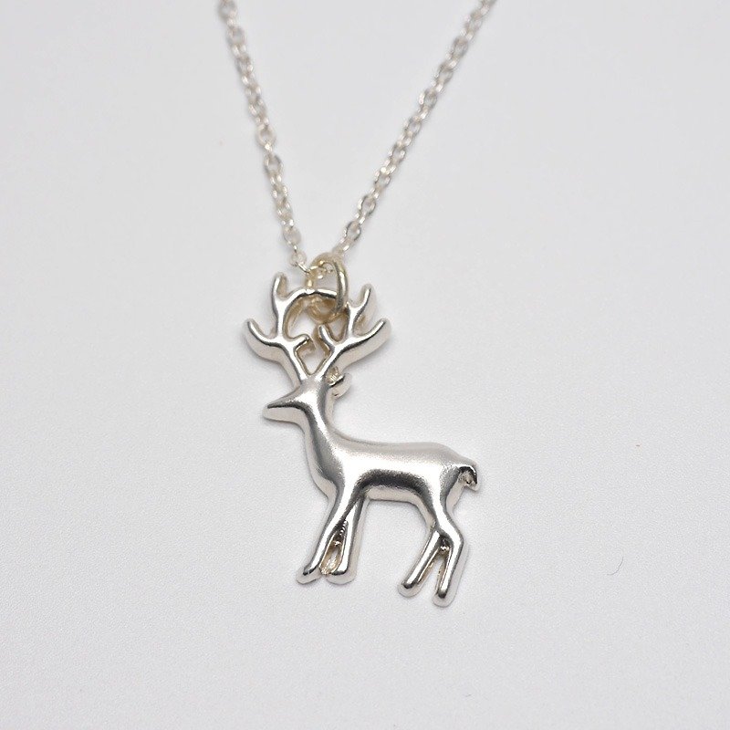 麋鹿项链 - 925纯银项链 可定制化刻字 免费礼物包装 - 项链 - 纯银 银色