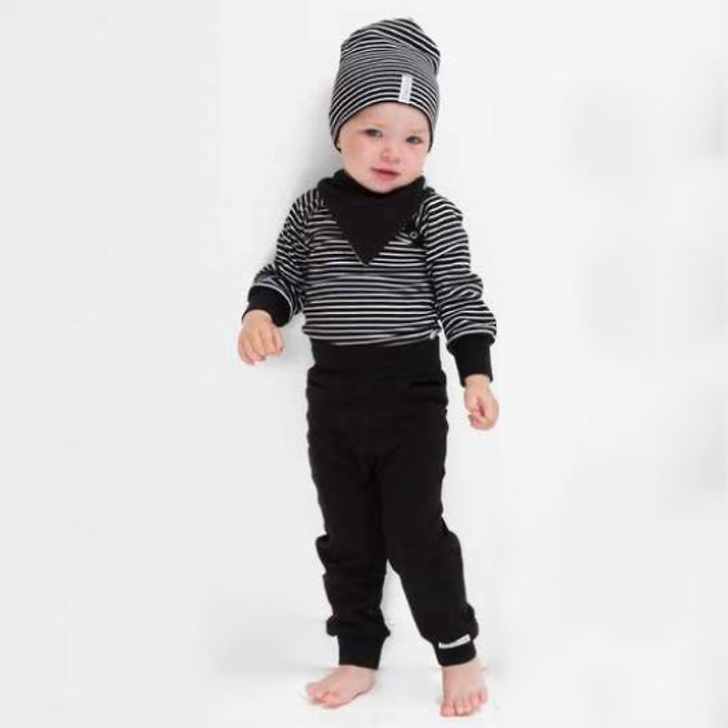 【瑞典童装】有机棉婴幼儿包屁衣6M至2Y 黑白条纹 - 包屁衣/连体衣 - 棉．麻 黑色