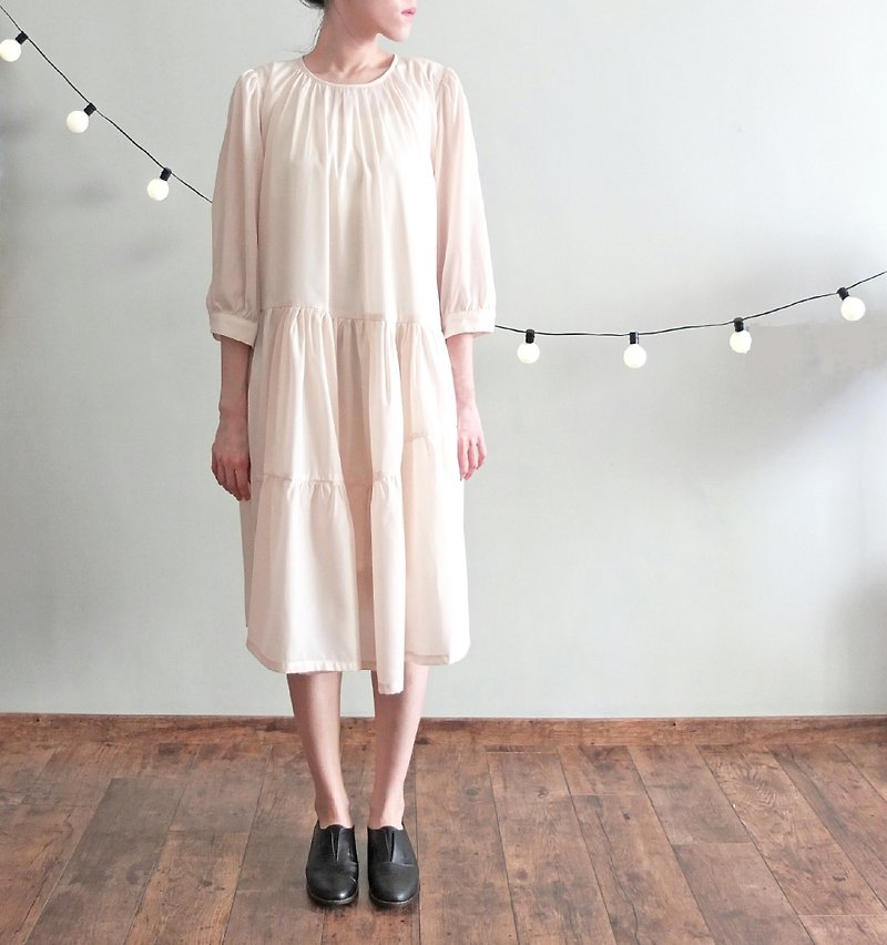 波西米亚粉裸色空气感洋装 - 洋装/连衣裙 - 其他材质 