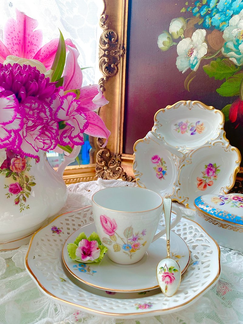 德国制骨瓷粉红玫瑰花卉 花茶杯咖啡杯两件组浪漫 生日礼物下午茶 - 茶具/茶杯 - 其他材质 粉红色