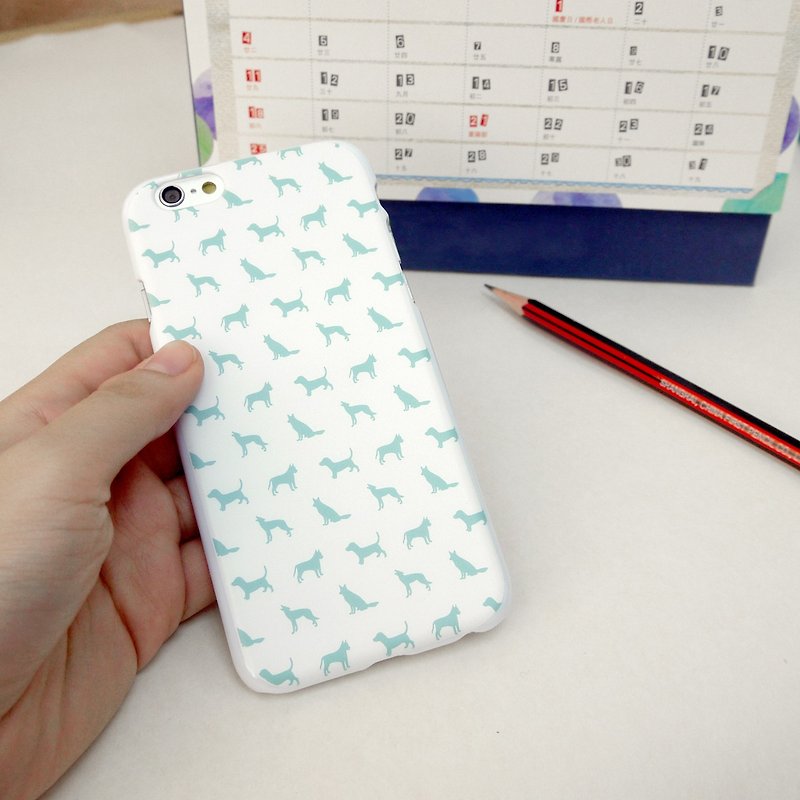 香港原创设计白色湖水绿色可爱小狗图案 iPhone Samsung 手机殻 - 手机壳/手机套 - 塑料 白色