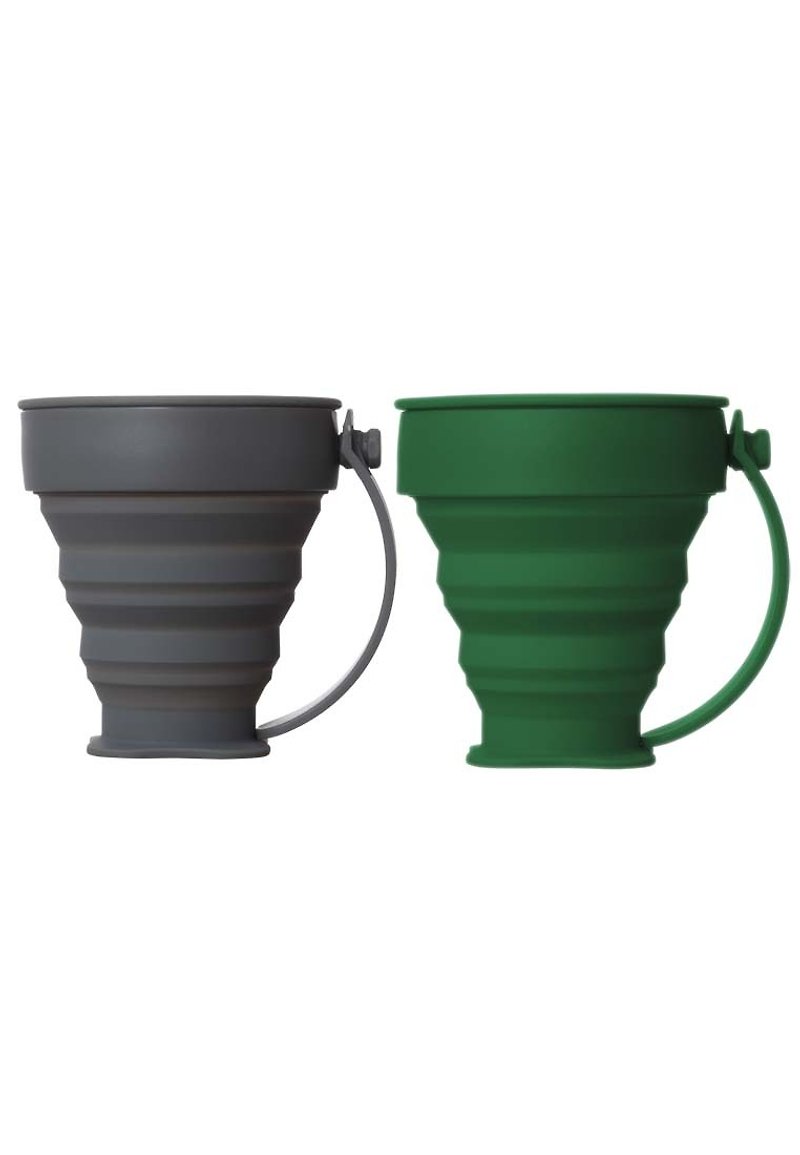 爱地球环保   Sili Cup 轻巧  情侣 可折叠咖啡杯 硅胶杯 旅行杯组 - 灰色配绿色 (1套2件) - 水壶/水瓶 - 硅胶 绿色