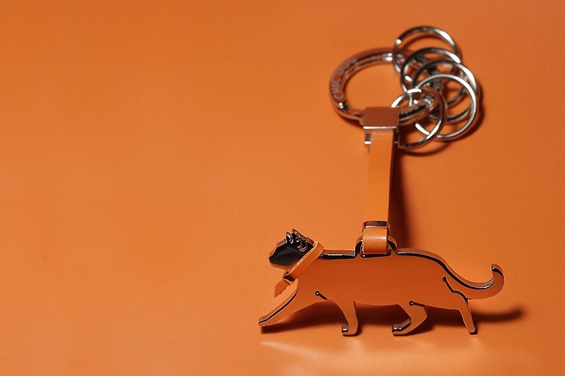 造型不锈钢皮革钥匙圈－狗/猫 - 钥匙链/钥匙包 - 其他金属 银色