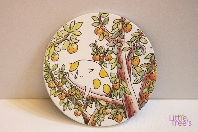 陶瓷吸水杯垫－橘子猫 - 杯垫 - 其他材质 