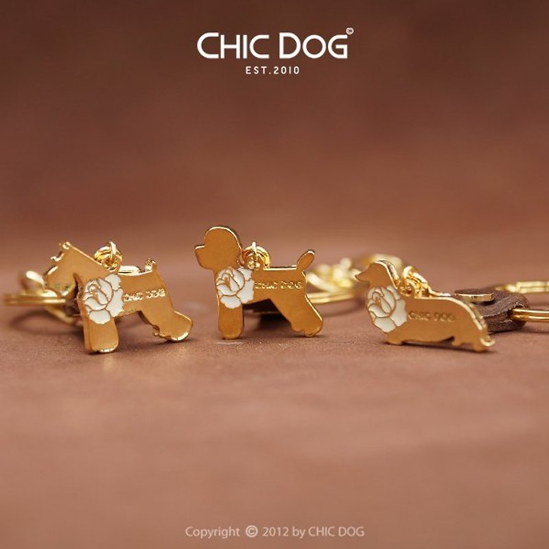 ♥绝版品♥ CHIC DOG宠物军团钥匙圈(金底雕花) - 其他 - 其他金属 黄色