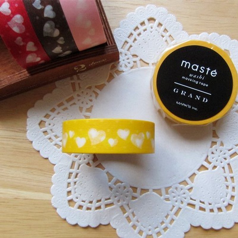 maste Masking Tape 和纸胶带【爱心-明黄 (MSG-MKT20-YE)】 - 纸胶带 - 纸 黄色