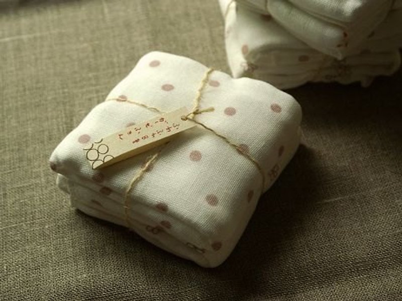 日本IZAWA   和风的柔软 8层棉纱布擦手巾/擦碗巾 水玉与花 - 其他 - 棉．麻 白色