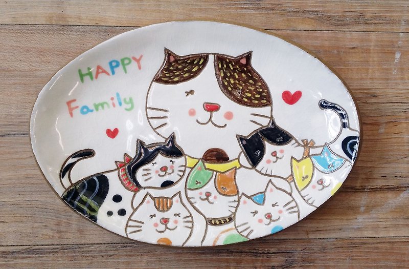 【点心盘】猫咪小王子─Happy Family - 花瓶/陶器 - 陶 